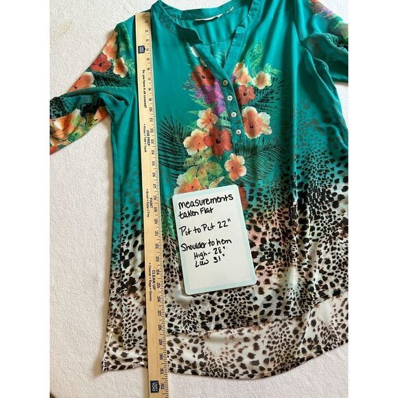 Soft Surroundings Tropical Animal Print Shirt Popover Tunic 1/2 sleeve rollup L - Picture 6 of 7